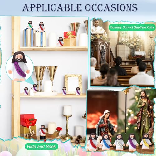 AKFAHOIF 20PCS Little Jesus Figures, Mini Jesus Figurines in Bulk, Multicolor Tiny Jesus Figures, Miniature Figurines to Hide and Seek Religious Gifts for Easter Egg Stuffers