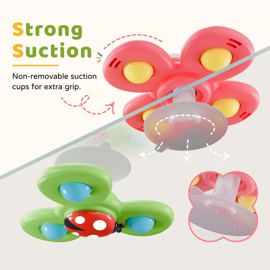 LiKee Strong Suction Cup Fidget Rotating Sensory Bath Toys for Baby 10+ Months (Insect-1)