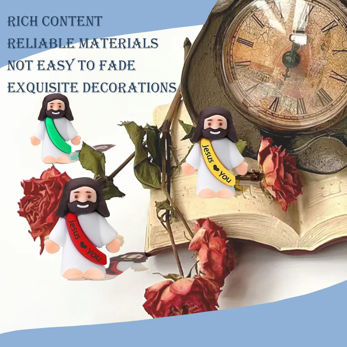 AKFAHOIF 20PCS Little Jesus Figures, Mini Jesus Figurines in Bulk, Multicolor Tiny Jesus Figures, Miniature Figurines to Hide and Seek Religious Gifts for Easter Egg Stuffers