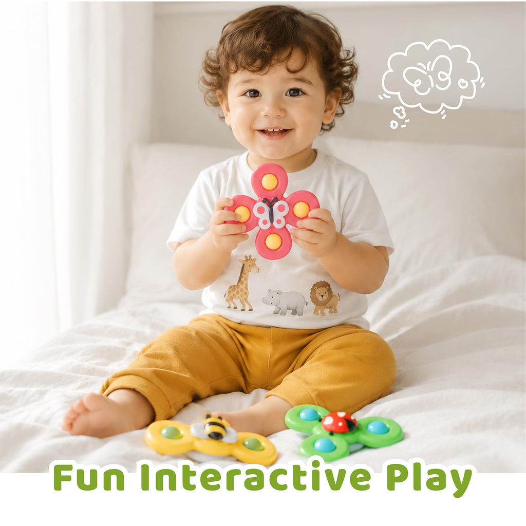 LiKee Strong Suction Cup Fidget Rotating Sensory Bath Toys for Baby 10+ Months (Insect-1)