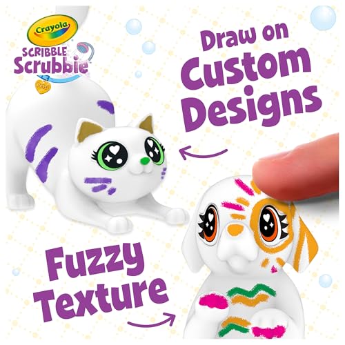 Crayola Scribble Scrubbies Glam Pack (4 Pets), Washable Pet Care Toy & Coloring Animal Craft Kit, Gift for Kids, Playset for Girls & Boys, Ages 3+