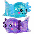 2 Packs Axolotl Squishy Toy, Glitter Fidget Toys Cute Axolotl Stress Relief Squeeze Toy Gifts for Kids Adult, Squishies Toys (pabluepurple)
