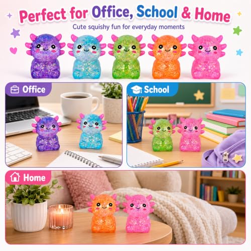 GSOOUOLD Axolotl Squishy Stress Ball, Soft TPR Fidget Toy for Kids Adults | Non-toxic soft TPR, slow rebound, satisfying squeeze, sensory stress relief toy for kids & adults