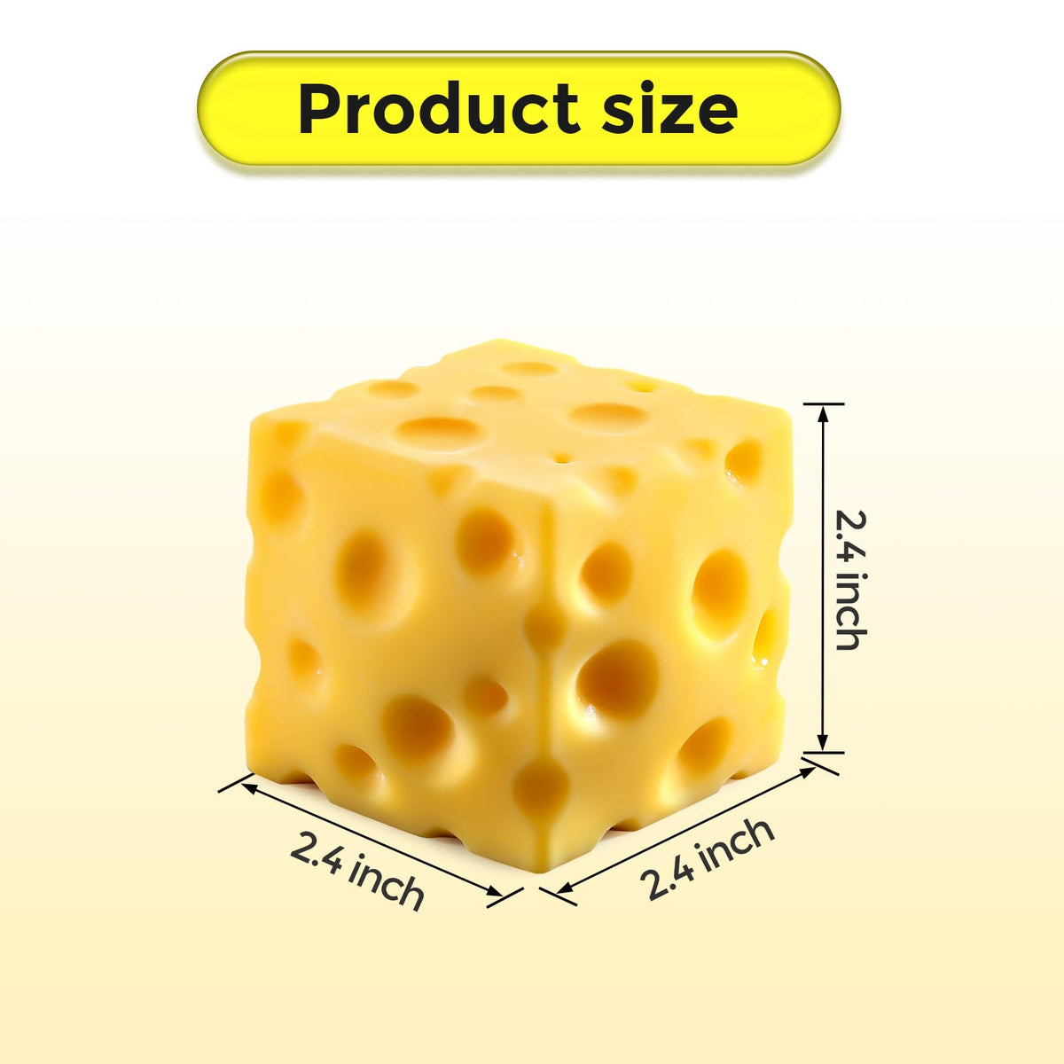 Cheese Squishy Cube Block, Squishy Fidget Toys Adults, Easter Basket Stocking Stuffers, Sensory Stress Ball Squeeze Toys for Stress Relief (Yellow 2.4 in)