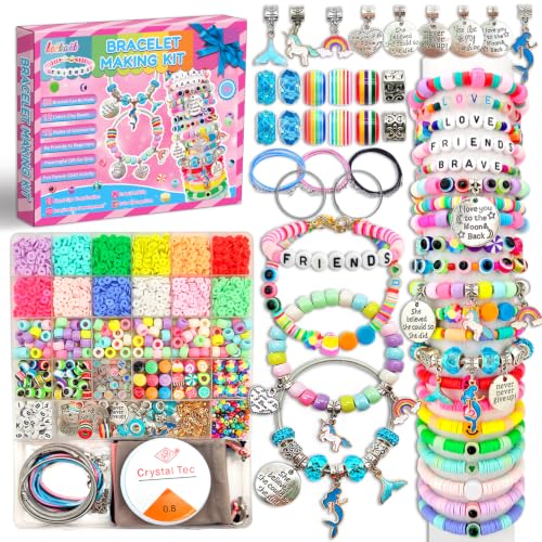 leitait Girls Toys Bracelet Making Kit -3400pcs Charm Jewelry Making Kit Supplies,Unicorn/Mermaid Crafts Birthday Christmas Gifts for Girls Ages 5 6 7 8 9 10 11 12 Years Old