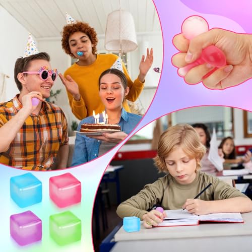 Siwarm 4 Pack Stress Cube Squishy Fidget Toys for Anxiety Stress Relief | Slow Rising Fidget Cube Squeeze Toys, Squishy Cube Filled with Thick Substance, Square Stress Balls for Adults Kids