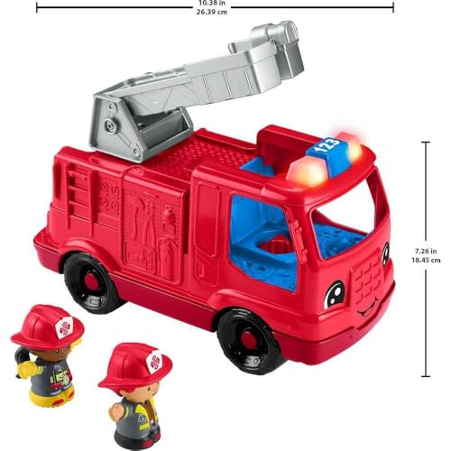 Fisher-Price Little People Fire Truck Toddler Toy | Push-Along Vehicle, Lights, Music & Sounds, 2 Figures, Preschool Kids Ages 1+ Years