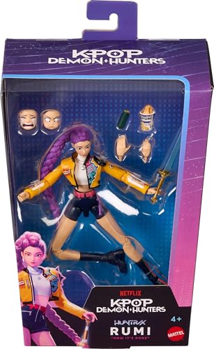 Mattel Kpop Demon Hunters HUNTR/X Rumi 6-inch Action Figure | Wearing “How It’s Done” Look, Sword, Food-inspired Accessories, Swappable Faces & Hands​, 21 Points of Articulation