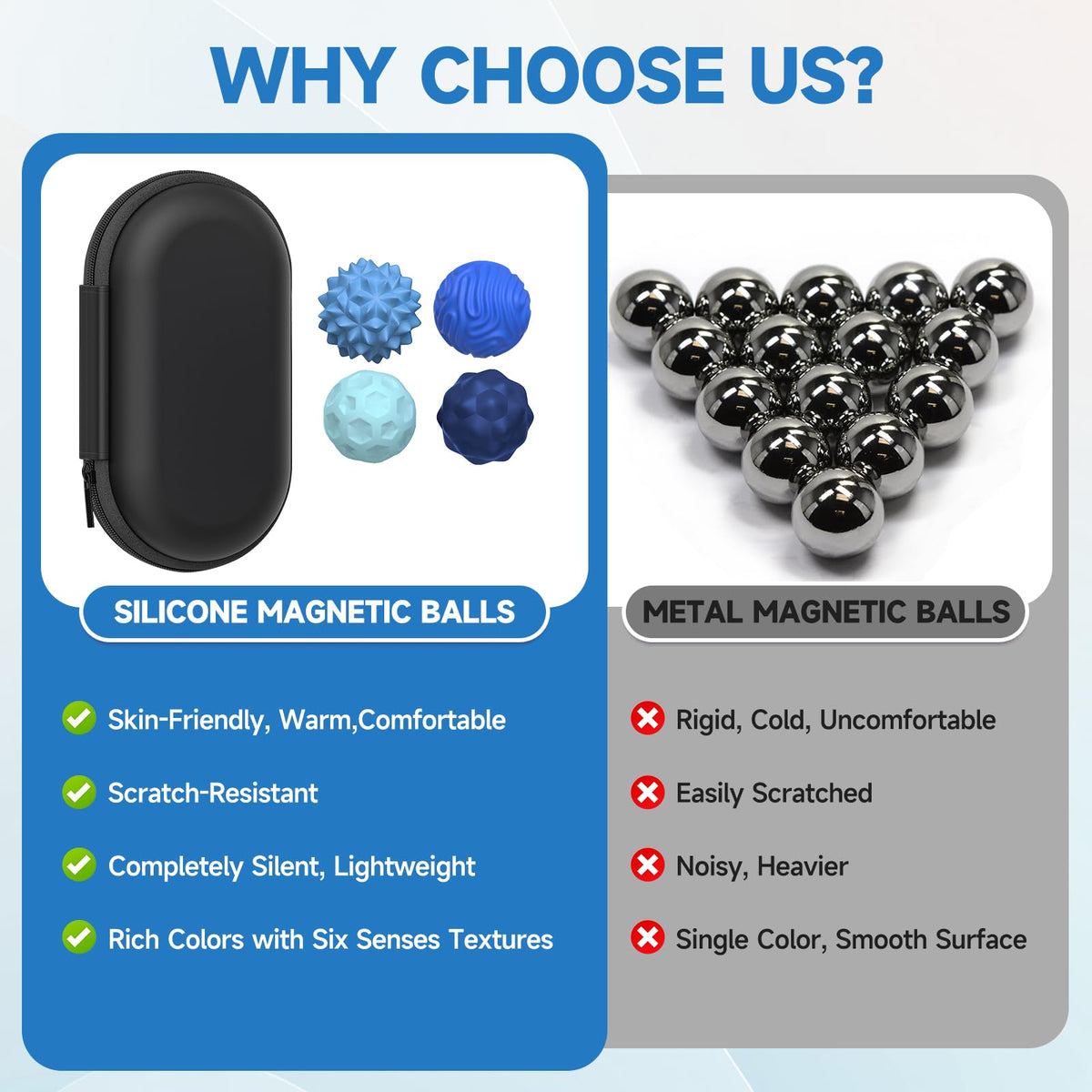 Magnetic Fidget Balls for Adults & Teens, Silent Fidget Toys for Office | Relief Stress Anxiety, Focus Aid, Autism ADHD, Calming & Relaxing, Textured Silicone, Magnetic Play, Gift Ready