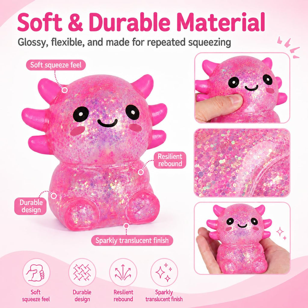 GSOOUOLD Axolotl Squishy Stress Ball, Soft TPR Fidget Toy for Kids Adults | Non-toxic soft TPR, slow rebound, satisfying squeeze, sensory stress relief toy for kids & adults