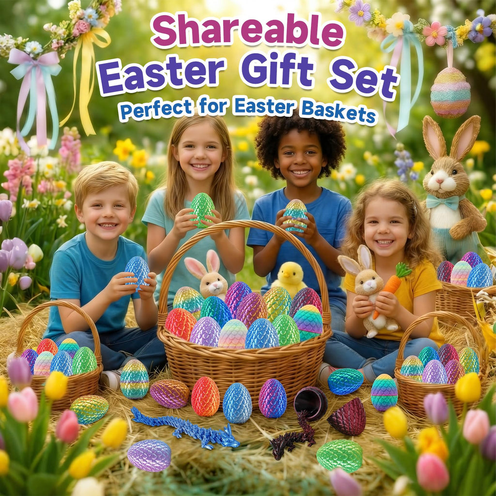 VivaNova 12 Pack 3D Printed Dragon Eggs with 12 Articulated 5-Inch Dragons