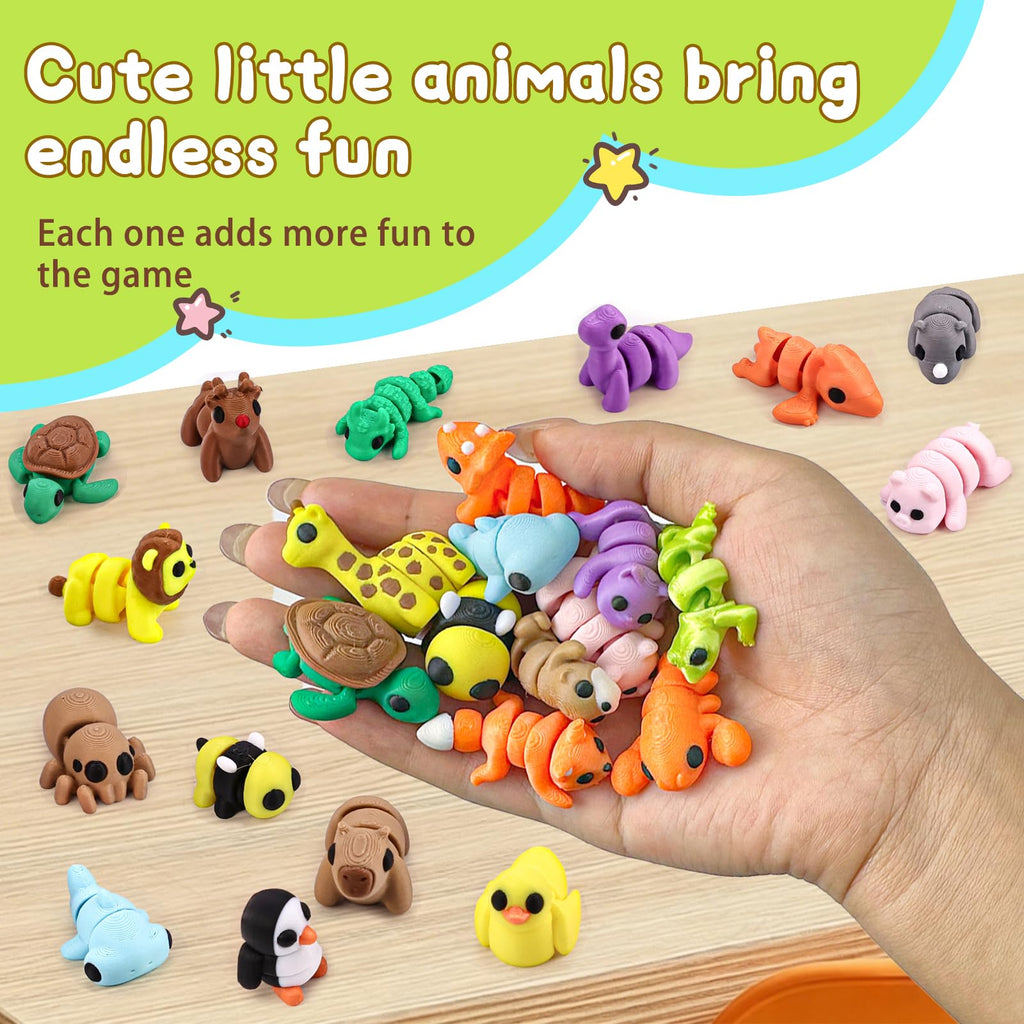 50 pcs 3D Printed Animal Figurines, Mini Articulated Animal Figurines Toys, Party Favors, Pocket Fidget Toys, Goodie Bag Stuffers, Exchange Gifts, Desk Pets, Classroom Rewards for Kids, Birthday Gifts