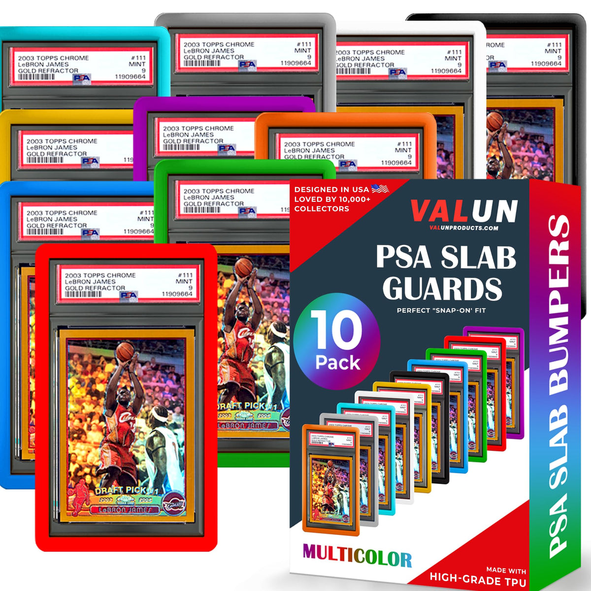 10 Pack Slab Guards Fits PSA Slabs - PSA Slab Guard Hard TPU PSA Slab Protector for Graded Cards – PSA Slab Bumper Guard for Graded slabs – Slab Protector for PSA Cards