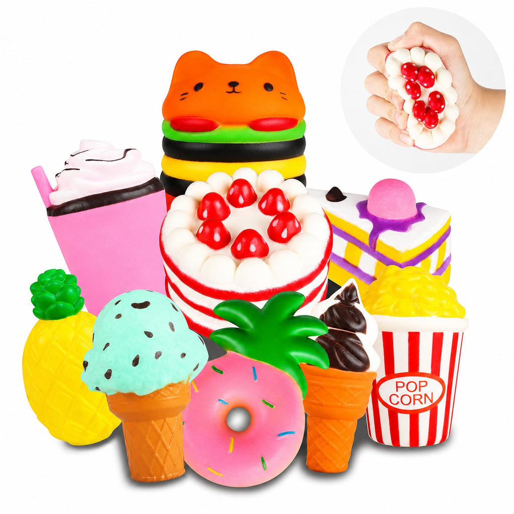 YOYI Slow Rising Squishy Toys, Jumbo Food Squishies Set | Soft Kawaii Food Designs with Fun Squeeze Texture, Perfect Stress Relief Fidget Toys for Boys, Girls and Squishy Collectors