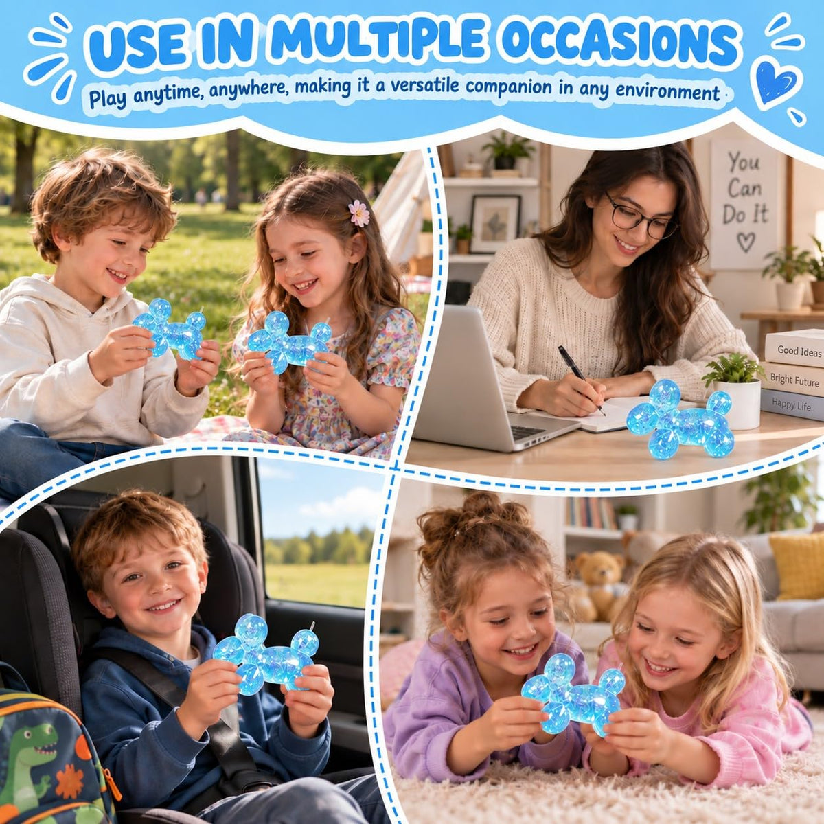Graphinza Squeeze Toys – Balloon Dog Squishy Squeeze Toy (Blue1, 9cm)