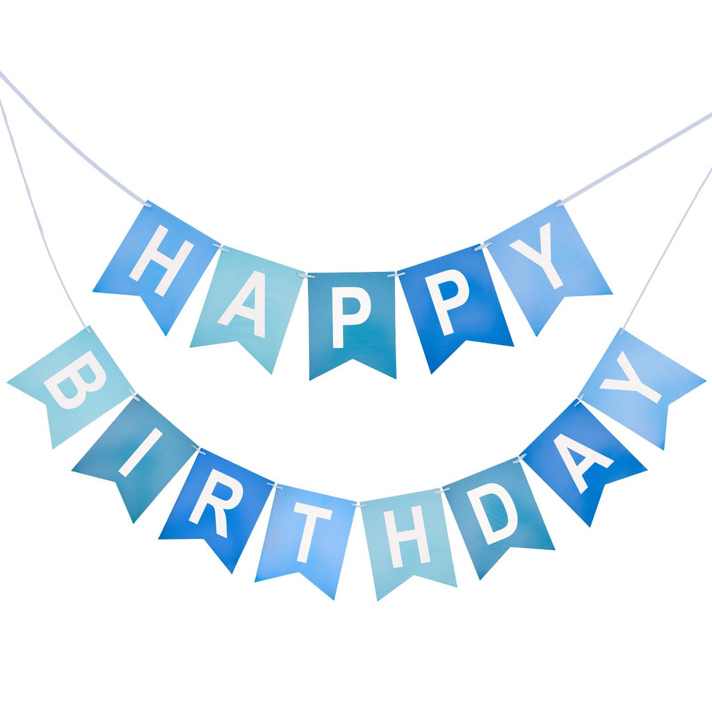 KINGLAKE GARDEN Happy Birthday Banner NO DIY Birthday Sign Blue | Pre-Strung Birthday Hanging Decoration for Women Men Girl Boy Party Supplies (Blue)