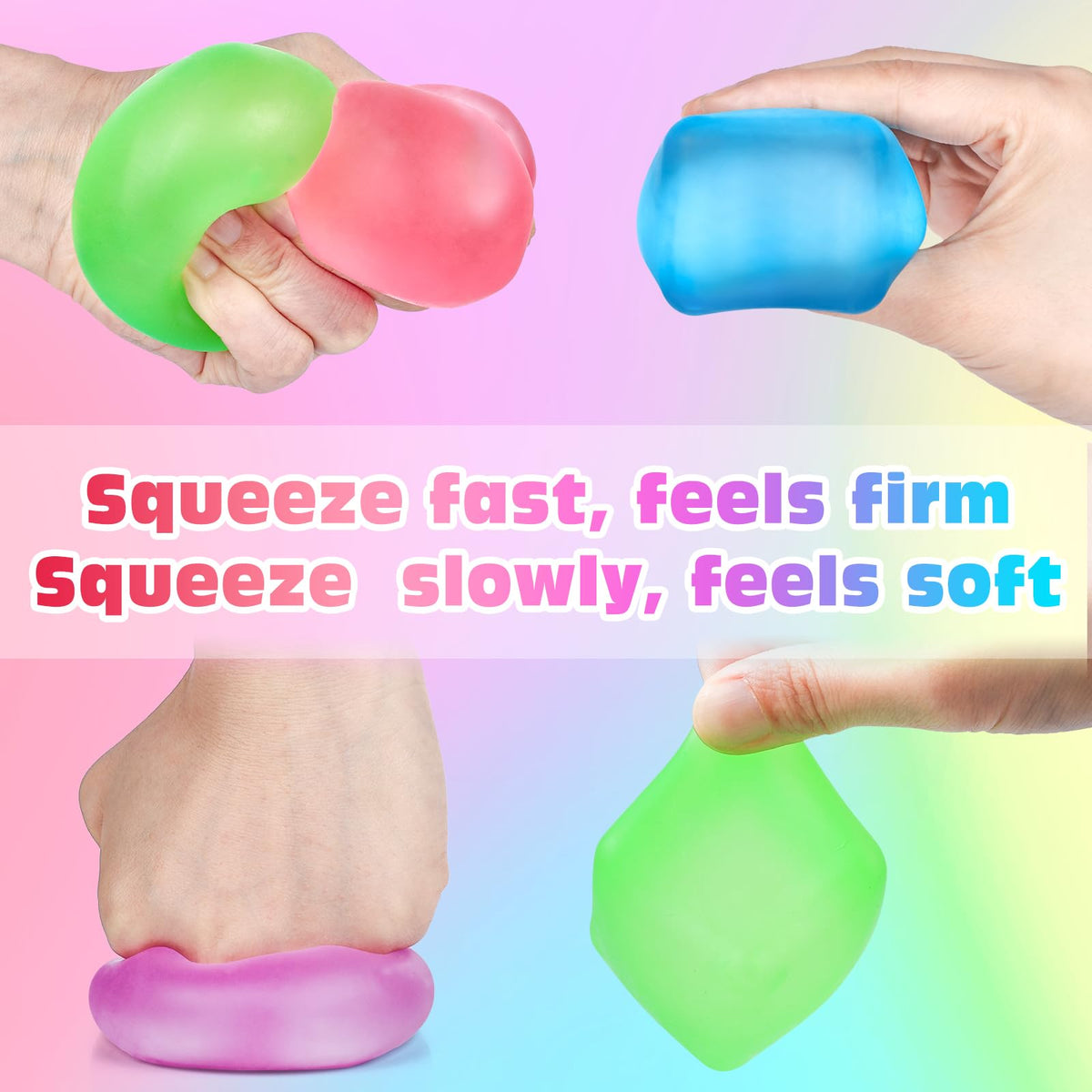 VISCOO 4 Pack Stress Cube,Slow Rising Cube Stress Balls for Adults Kids | Sensory Fidget Toy for Anxiety Relief, Square Shape Cube Squishy for Classroom Prizes, Squishy Balls for Party Favors