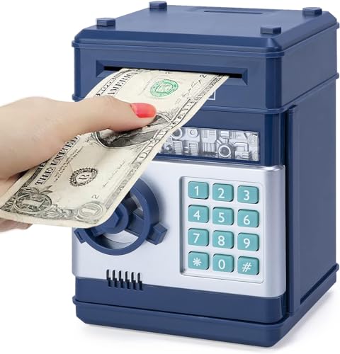 Refasy Piggy Bank Cash Coin Can ATM Bank Electronic Coin Money Bank for Kids Age 3-12, Money Savings Box Mini ATM Coin Bank Toys Gifts for 3 4 5 6 7 8 9 10 11 12 Year Old Boys Girls