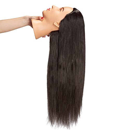 26"-28" Synthetic Fiber Hair Mannequin Head Styling Training Head Doll Head | Hairdresser Salon Beginner to Practice Braiding Cutting Training Head Kids Play Training Head Cosmetology Doll Head