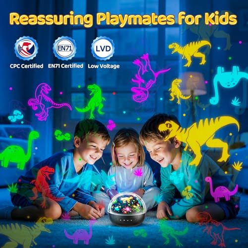 Staryou Dinosaur Toys, Remote+ 3Films+ 93Effects Dinosaur Toys for Kids 3-5 | for kids 2-4 & 3-5 & 5-7, birthday gift for boys ages 2-7, 3 timer+5 brightness, soothing bedtime light, kids bedroom decor