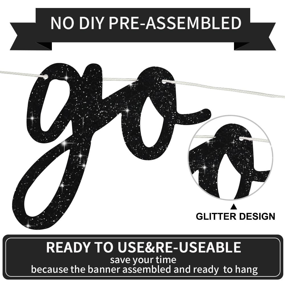 BEISHIDA Glitter Black Pre-Strung Go Shawty It's Your Birthday Banner Decor | NO DIY,birthday decorations for women,Hip Hop Rap Theme Sign,Happy Birthday Banner,Rap Theme Happy Birthday Sign