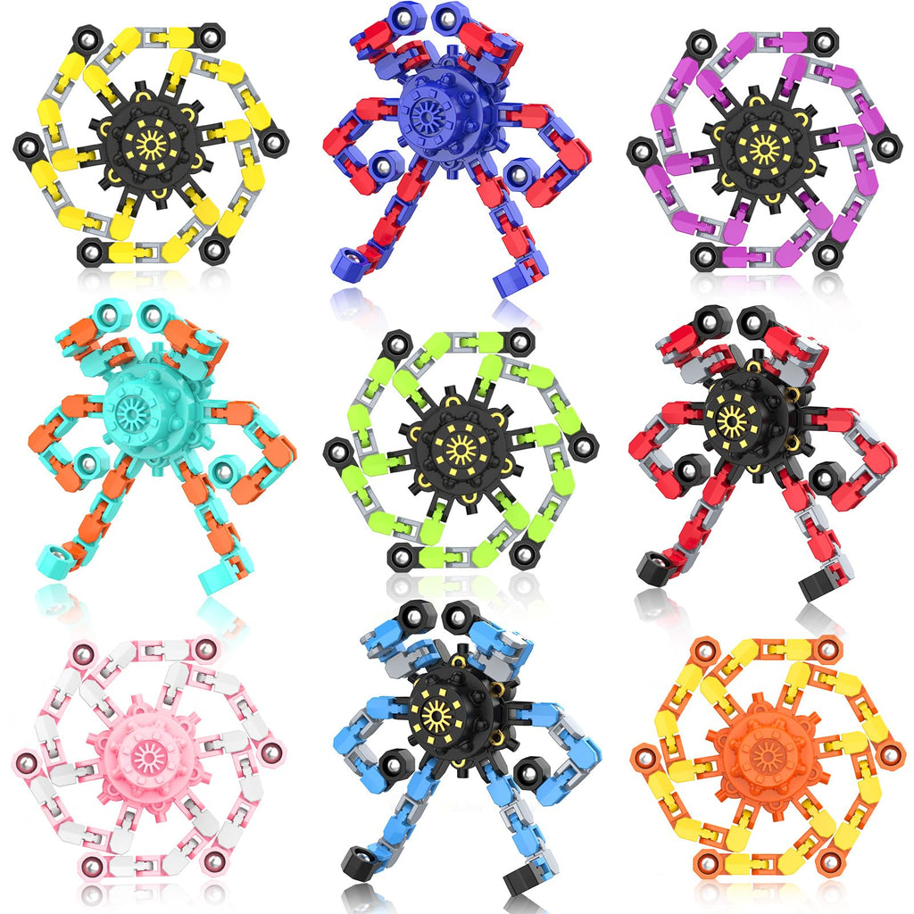 Transformable Fidget Spinners,9PCS Funny Sensory Fidget Toys for Kids | Deformable DIY Robot Spinner Fingertip Stress Relief Gyro Toy Kids Halloween Party Favors Stocking Stuffers Gifts