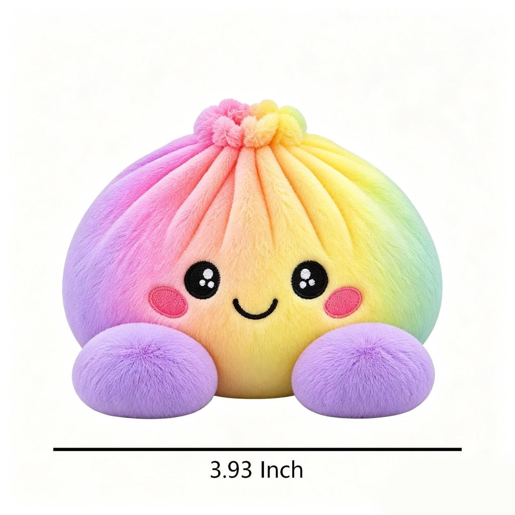 Plush Stuffed Dumpling Squishies, 3.94" Big Rainbow Squishes with Steamer | Plush Giant Dumpling Squishies Squeeze Toys, Christmas Stress Balls Squishies Fidget Toys for Adults Anxiety Relief