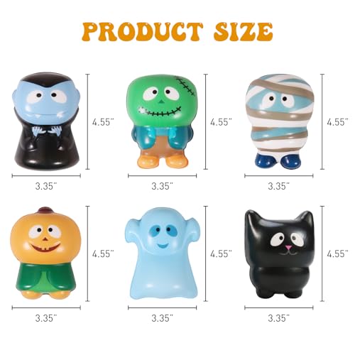 New 6 Packs-Halloween Squishies Toys Slow Rising, Gift Box Includes Ghost: Vampire,Pumpkin,Skull,Black Cat,Mummy,Bat, Halloween Soft Stress Relief Toys for Girls,Boys,Kids Party