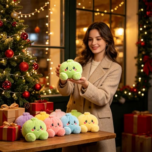 Plush Stuffed Dumpling Squishies, 3.94" Big Rainbow Squishes with Steamer | Plush Giant Dumpling Squishies Squeeze Toys, Christmas Stress Balls Squishies Fidget Toys for Adults Anxiety Relief