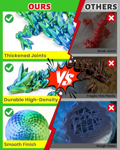 TBOLINE 12" 3D Printed Dragon Egg, Cool 3D Printer Articulated Crystal Dragon Toys for Kids, Surprise Animals Figurines Fidget Dinosaur Eggs Toys for Boys Kids Teen 5-7 4-6 8-12