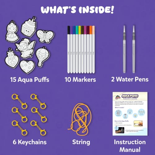 Skillmatics Aqua Puffs Unicorns, Art & Craft Gift for Kids, Paint by Number | DIY Princess Puffy Keychains, Screen-Free, Mess-Free Activity, Creative Kit for Girls & Boys Ages 4, 5, 6, 7, 8, 9, 10