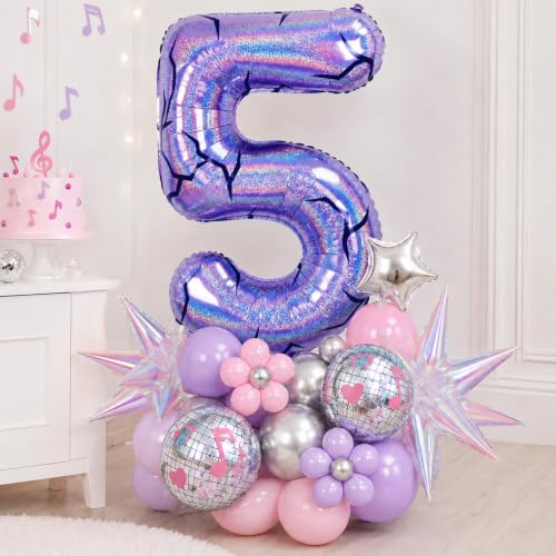 40'' Purple K-pop Number 5 Balloon for Girl 5th Birthday Party Decoration | Pastel Purple Number 5 Foil Balloon, Self Inflating, Girls Kid Birthday Party Anniversary Party K-pop Music Theme Party Decor