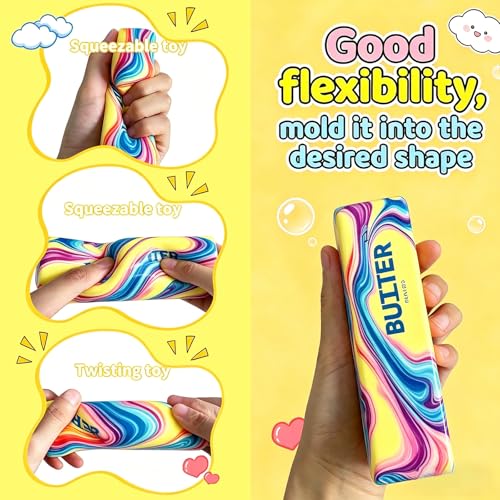 2 Packs Slow Rising Butter Squishy, Squishies Butter Squeeze Toys Pack Sensory Stress Relief Soft & Stretchy Fidget Toy for Party Favors Squishy Butter