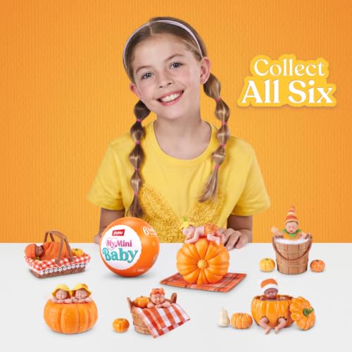 My Mini Pumpkin Patch Series 1 By ZURU | 1 of 6 limited-edition fall babies; ultra-realistic soft skin; cozy swaddle + themed accessory; collect all 6; ages 5+