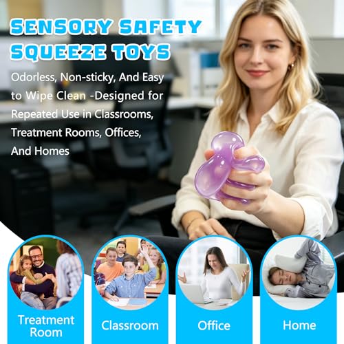 2 Pcs Coconut Oil Squishy, Shapeable No Rebound Stress Relief Ball, Fun Sensory Fidget Toy, Study Work Relaxation Desk Decor, Fun Anxiety Gift for Adults & Kids(Blue+Pink)
