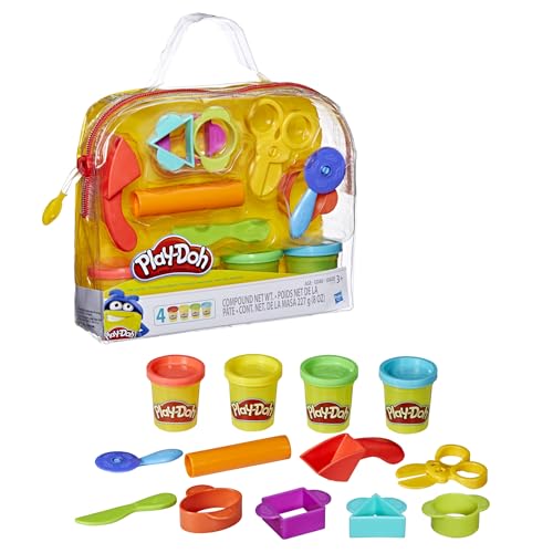 Play-Doh Starter Set 9-Piece Kit with Storage Tote & 4 Modeling Compound Cans, Ages 3+, Presentation May Vary