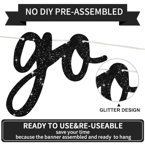 BEISHIDA Glitter Black Pre-Strung Go Shawty It's Your Birthday Banner Decor | NO DIY,birthday decorations for women,Hip Hop Rap Theme Sign,Happy Birthday Banner,Rap Theme Happy Birthday Sign