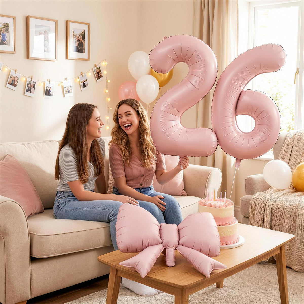 40 Inch Pink Number 1 with Bow Balloon for Girls 1st Birthday Decorations