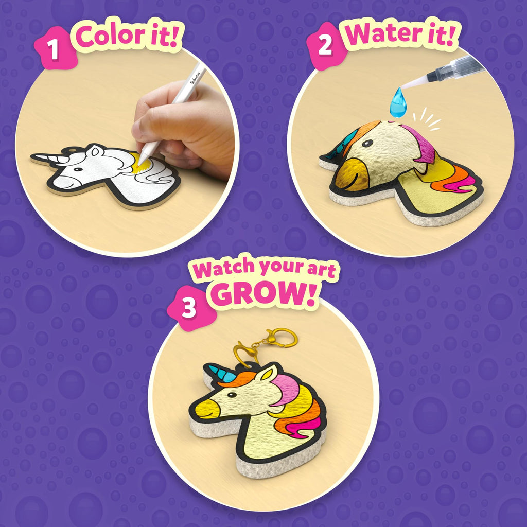 Skillmatics Aqua Puffs Unicorns, Art & Craft Gift for Kids, Paint by Number | DIY Princess Puffy Keychains, Screen-Free, Mess-Free Activity, Creative Kit for Girls & Boys Ages 4, 5, 6, 7, 8, 9, 10