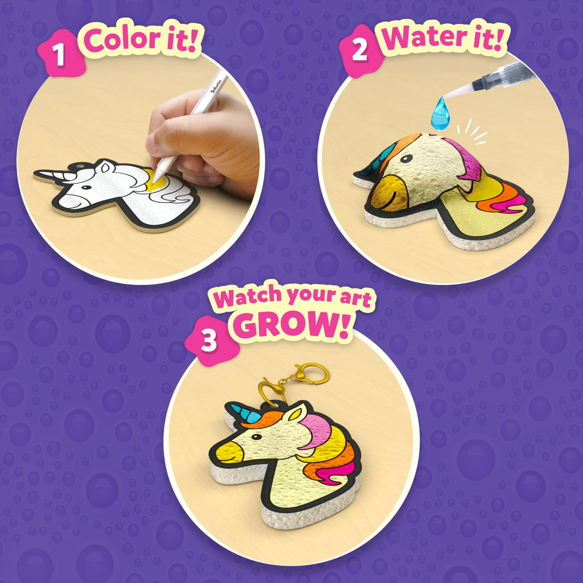 Skillmatics Aqua Puffs Unicorns, Art & Craft Gift for Kids, Paint by Number | DIY Princess Puffy Keychains, Screen-Free, Mess-Free Activity, Creative Kit for Girls & Boys Ages 4, 5, 6, 7, 8, 9, 10