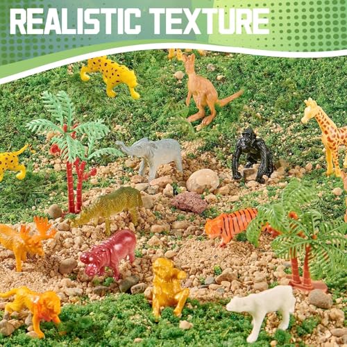 60 Piece Mini Zoo Animal Toy with Gift Box, Plastic Jungle Animal Figurines | Realistic Small Animal Figures Sensory Bins, Party Favors, Cupcake Topper, School Education, Birthday Gifts for Children