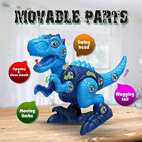 Dinosaur Toys for 3, 4, 5, 6, 7 Year Old Boys, Take Apart Toys with Electric Drill for Kids, STEM Educational Construction Building Toy, Ideal Birthday Christmas Easter Gifts, Incl Tyrannosaurus Rex