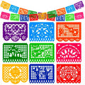 DOMESTAR Mexican Party Decoration, 18 FT Plastic Papel Picado Fiesta Banner | Day of the Dead Dia De Los Muertos Garland for Mexican, Birthday Fiesta Party Supplies, Cinco De Mayo Decoration