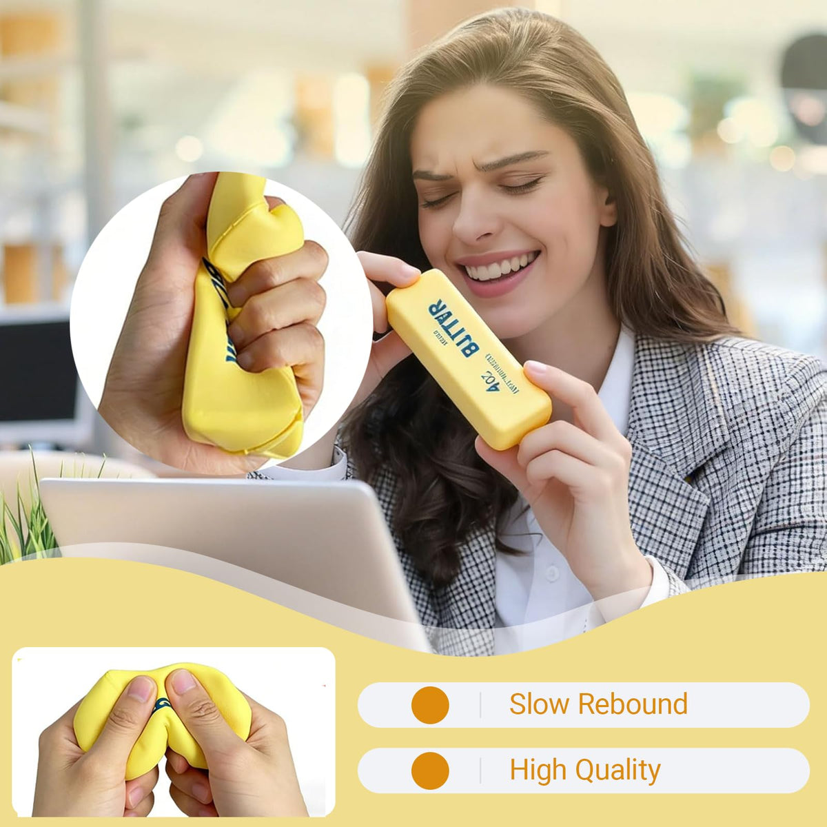 Butter Squishy Stress Toy,Soft Novelty Toy,Realistic Butter Stick Fidget, Slow Rising Soft Squeeze Toy for Adults Stress Relief & Anxiety Relief(4PCS)