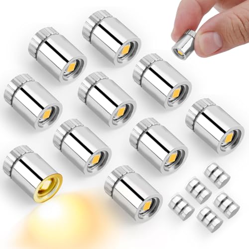 10pcs Mini Led Lights for Craft, Tiny Small Led Light with 15pcs batteries | Battery Powered Balloon Mini Spot for Paper Lantern Party Decoration Micro Miniature Dollhouse Accessories (Warm White Light)
