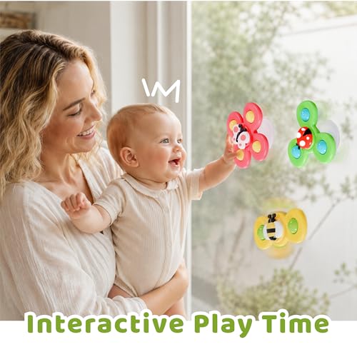 LiKee Strong Suction Cup Fidget Rotating Sensory Bath Toys for Baby 10+ Months (Insect-1)