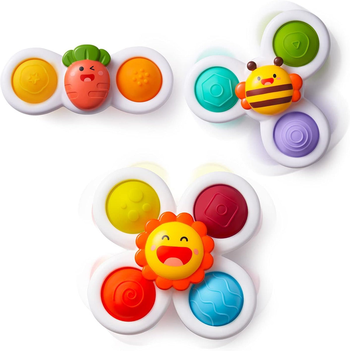 LiKee Strong Suction Cup Fidget Rotating Sensory Bath Toys for Baby (Sun)