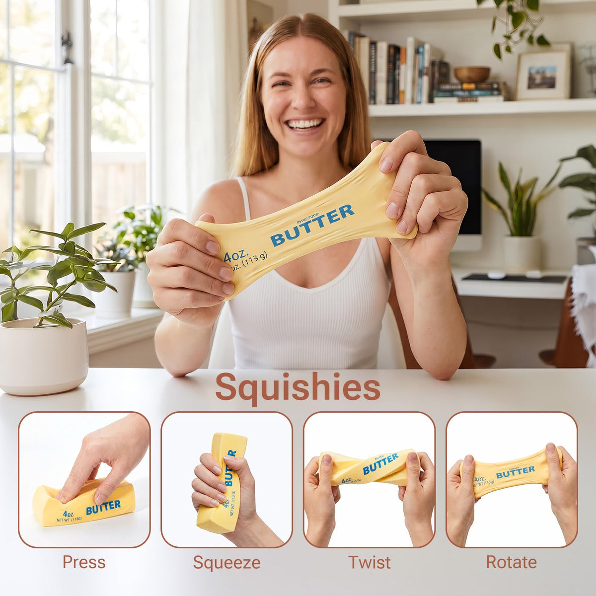 Butter Squishy Toys, Slow Rising Stress Relief Squishies, Soft PU Cream Scented Sensory Fidget Toys for Kids & Adults, Home & Desk Decor, Party Favors & Gifts
