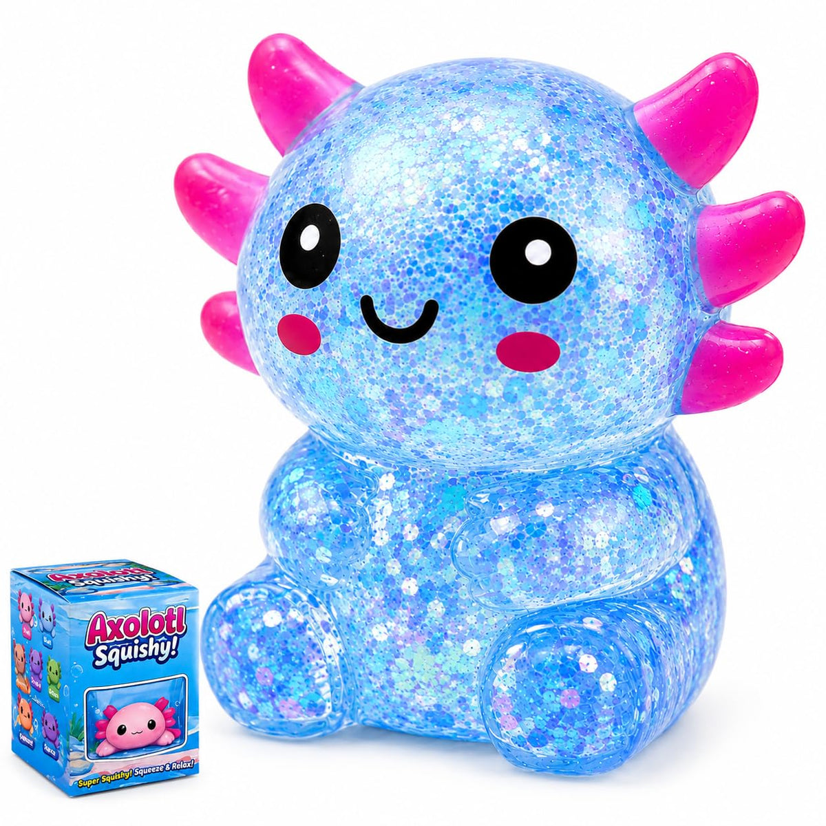 Tibberly Axolotl Squishy Stress Ball, Soft Slow Rising Sensory Toy | Cute soft axolotl squishy with a slow rising feel for squeezing, sensory play, relaxation, focus and everyday stress relief.