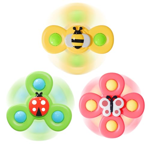 LiKee Strong Suction Cup Fidget Rotating Sensory Bath Toys for Baby 10+ Months (Insect-1)